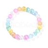 Dyed Natural Selenite Round Beaded Stretch Bracelets for Women G-U005-02M-4