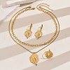 Leaf Stainless Steel Hoop Earrings & Pendant Necklaces & Chain Necklaces & Rings Set for Women JF0575-5