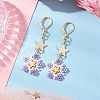 Brass Glass Seed Beads Flower Leverback Earrings EJEW-MZ00426-04-1