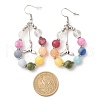 Natural Mixed Gemstone Braided Teardrop Dangle Earrings with Brass Whale Tail Charms EJEW-JE04951-02-5