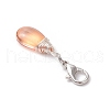 Wire Wrapped Glass Teardrop Pendant Decorations HJEW-JM02974-01-5