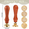CRASPIRE 4Pcs 4 Styles Golden Tone Brass Wax Seal Stamp Head AJEW-CP0007-49A-04-2
