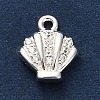 925 Sterling Silver Micro Pave Clear Cubic Zirconia Shell Shaped Charms STER-U009-09S-01-2