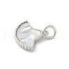 Brass Pave Natural White Shell Fan Charms with Jump Rings KK-S522-17P-2