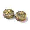 Brass Elder Futhark Alphabet Engraved Symbol Flat Round Natural Unakite Rune Stones G-I373-01E-2
