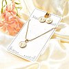 304 Stainless Steel Enamel Pendant Necklaces & Hoop Earring Set for Women SJEW-C007-03G-02-1