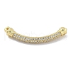 Rack Plating Brass Micro Pave Clear Cubic Zirconia Curved Bar Connector Charms KK-A234-066G-1