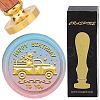 Brass Wax Seal Stamp with Wood Handle AJEW-WH0412-0276-1