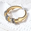 Brass Micro Pave Cubic Zirconia Open Cuff Rings RJEW-D313-03PG-3