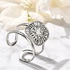 Square with Sun 304 Stainless Steel Open Cuff Rings for Women RJEW-M046-01P-1