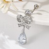 Alloy Crystal Rhinestone Dangle Curved Barbell Belly Rings AJEW-R007-04P-05-3
