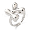 Initials Brass Open Cuff Ring for Women RJEW-N046-02K-P-1