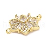 Brass Clear Cubic Zirconia Connector Snowflake Connector Charms KK-L229-079G-02-2