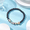 Natural Bamboo Leaf Agate with Natural Lava Rock Beaded Stretch Bracelets for Women BJEW-JB11130-07-2