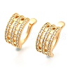 Brass Micro Pave Clear Cubic Zirconia Cuff Earrings EJEW-F370-07G-3
