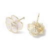 Camellia Brass Enamel Stud Earring Findings EJEW-V002-01G-2