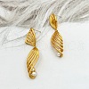 Line Brass Imitation Pearl Dangle Stud Earrings EJEW-M084-01G-1