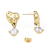 Cubic Zirconia Heart Dangle Earrings EJEW-N011-77-4