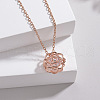 Hollow Rose Metal Cubic Zirconia Pendants Necklaces and Earrings Sets for Women FS-WG5C958-01-4