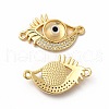 Rack Plating Real 18K Gold Plated Brass Micro Pave Clear Cubic Zirconia Connector Charms ZIRC-L102-08G-09-1