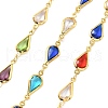 Brass Glass Teardrop Link Chains CHC-R001-04G-02-1