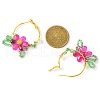 Woven Glass Leaf Huggie Hoop Earring EJEW-MZ00235-04-3