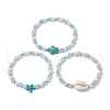 3Pcs 3 Styles Round Acrylic & Glass Beaded Stretch Bracelet Sets BJEW-JB10730-01-4