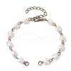Square Faceted Glass Beaded Link Chain Bracelet Making AJEW-JB01150-50-1