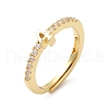 Rack Plating Brass Clear Cubic Zirconia Number 4 Adjustable Rings for Women RJEW-S407-09G-04-1