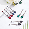 ANATTASOUL 4 Pairs 4 Colors Rhinestone Rectangle Dangle Stud Earrings EJEW-AN0004-18-7