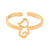 Hollow Cat 304 Stainless Steel Open Cuff Rings for Women RJEW-N048-07G-2