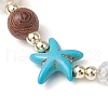 Adjustable Dyed Synthetic Turquoise & Coconut & Wood & Pearl Braided Bead Bracelets BJEW-JB10721-02-3