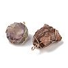 Raw Rough Natural Mixed Stone Copper Wire Wrapped Big Pendants G-B077-01G-01-2