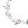 Starfish Synthetic Turquoise & Magnesite & Glass Seed Braided Beaded Adjustable Anklets AJEW-AN00651-3