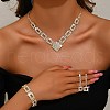 Rectangle Brass with Crystal Rhinestone Jewelry Sets WG47BDD-06-2