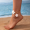 Spray Painted Alloy OT Flower Charm Anklets FS-WG37BC3-01-1