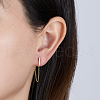 925 Sterling Silver Rectangle Bar with Chains Tassel Dangle Stud Earrings for Women EJEW-F317-32G-2