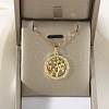 Brass Micro Pave Clear Cubic Zirconia Tree of Life Pendants NJEW-H066-01G-G-1