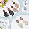 ANATTASOUL 3 Pairs 3 Colors Wood Hollow Oval Dangle Earrings with 304 Stainless Steel Pins for Women EJEW-AN0004-83-7