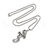 201 Stainless Steel Enamel Electronic Piano Cross Pendant Box Chain Necklaces NJEW-M076-01P-02-2