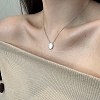 Flat Round with Star 925 Sterling Silver Micro Pave Cubic Zirconia Pendant Necklaces NJEW-K279-04MS-1