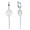 Rhodium Plated 925 Sterling Silver Geometric Dangle Hoop Earring NJ2624-1