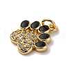 Brass Micro Pave Clear Cubic Zirconia & Enamel Pendants KK-Q098-30G-C-2