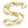 304 Stainless Steel & 201 Stainless Steel & Plastic Pearl Round Beaded Necklaces for Women NJEW-G144-01B-G-1