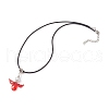 Angel Glass Sead Beaded Wing Pendant Necklaces NJEW-MZ00090-6