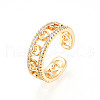 Brass Micro Pave Clear Cubic Zirconia Cuff Rings for Women KK-T074-03G-4
