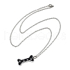 304 Stainless Steel Black Enamel Paw Print Bone Pendant Pet Urn Ashes Necklaces NJEW-S455-06P-4