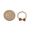 Christmas Theme Bowknot Glass Beaded Stretch Rings Rings RJEW-TA00132-3