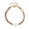 Natural Tiger Eye Beads Link Bracelets for Women Men BJEW-JB11467-04-2