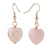 Natural Rose Quartz Heart Dangle Earrings EJEW-JE04948-01-2